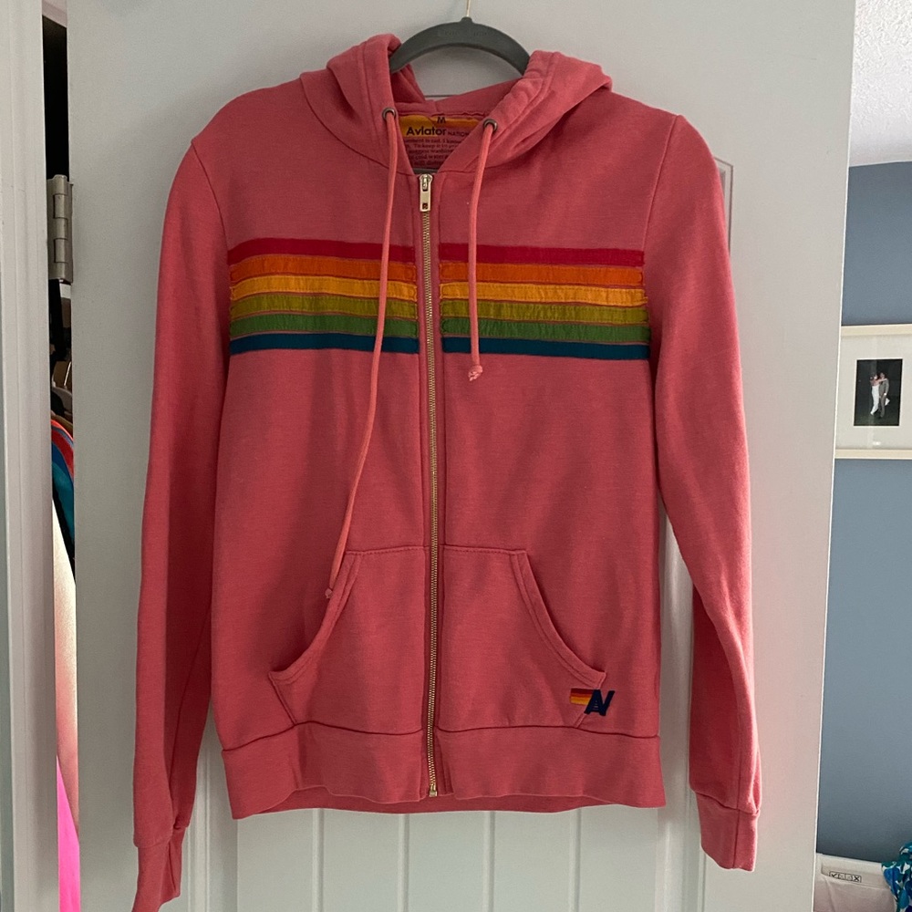 Aviator Nation Five Stripe zip up hoodie